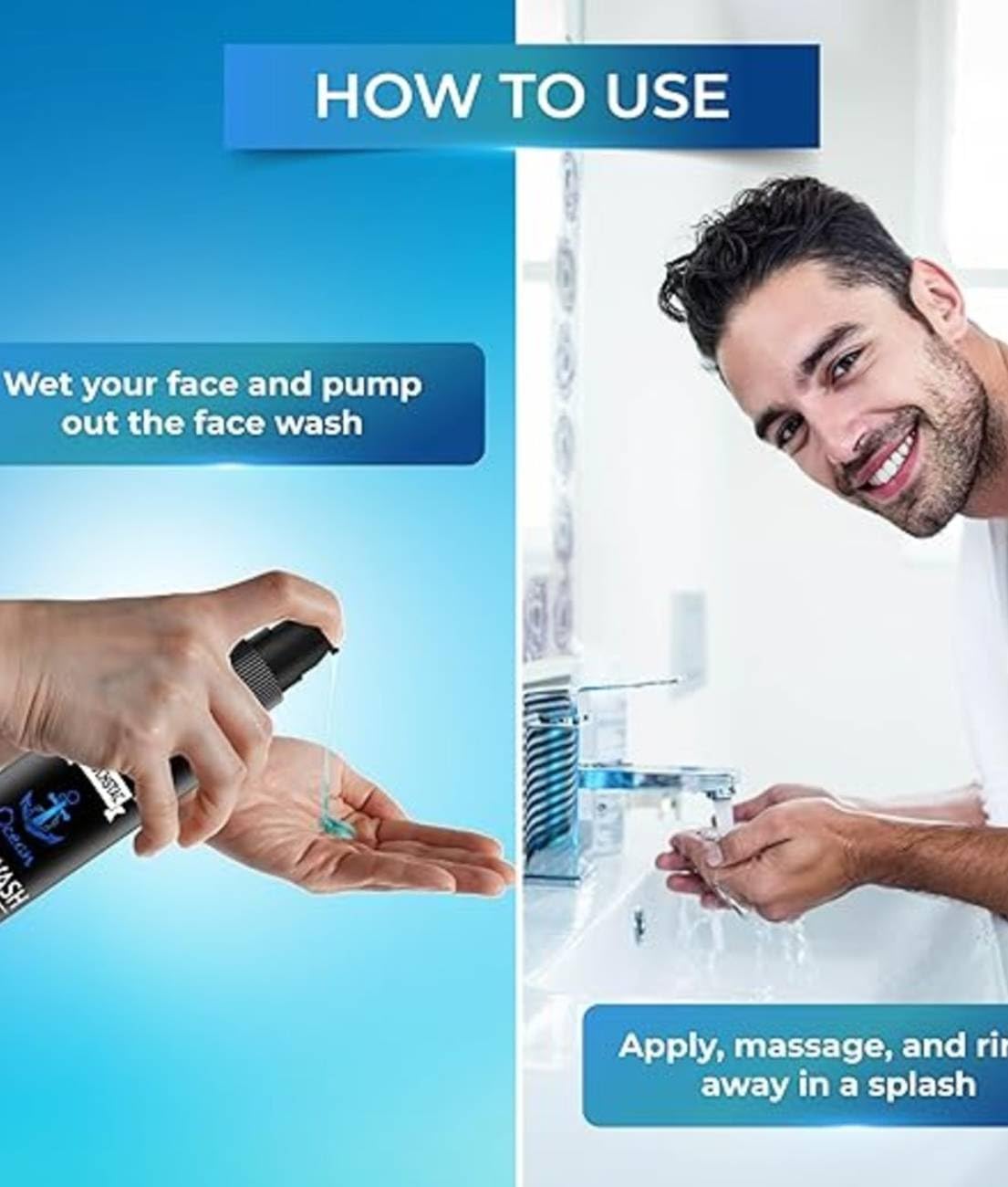 `Ocean Face Wash for Men Pack of 2 - Deep Cleansing Refreshing Face Wash`